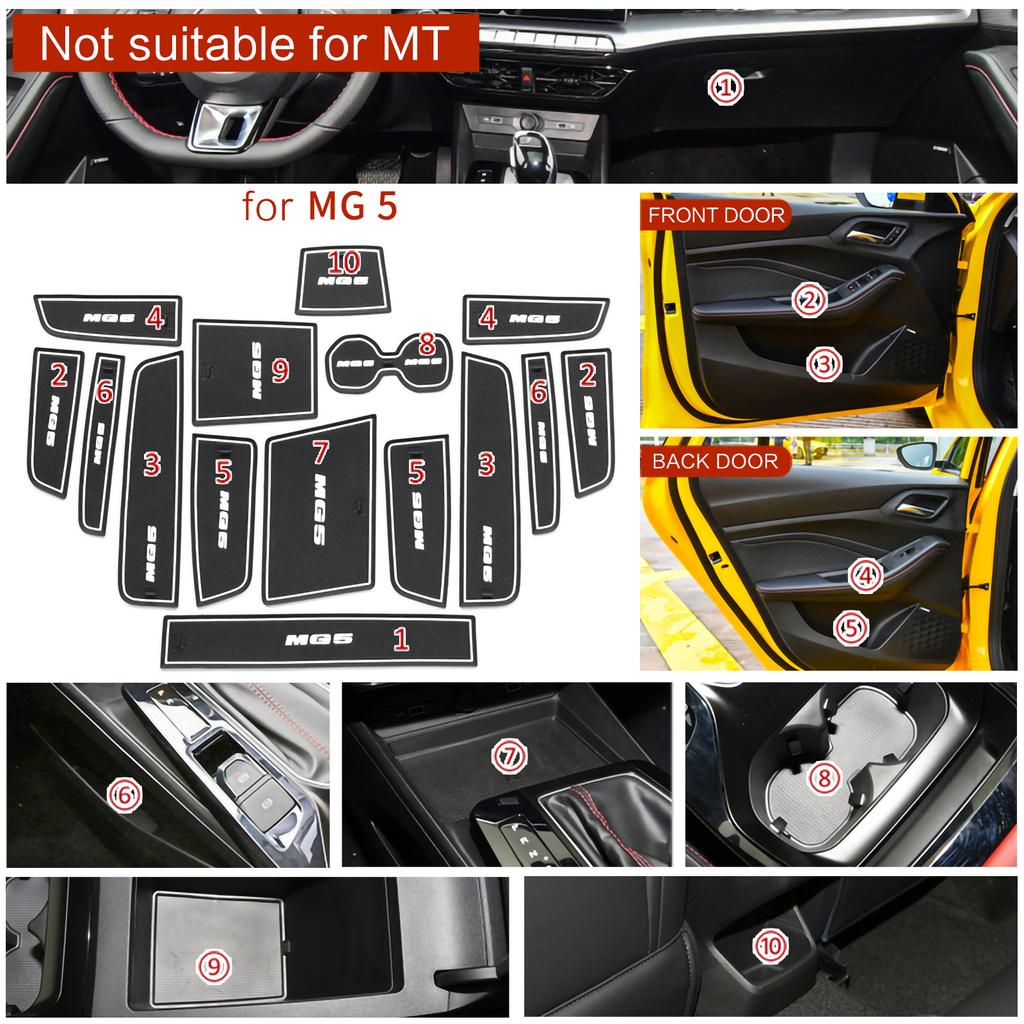 for MG5 MG 5 2025 2025 2025 (AT) Anti-Slip Gate Slot Cup Mat Non-Slip Door Groove Pad Interior Accessories Coaster