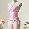 Fashionable Halterneck Style Tankini With Colorful Flower Pattern Ideal For Vacation Wear Top With Matching Bottoms