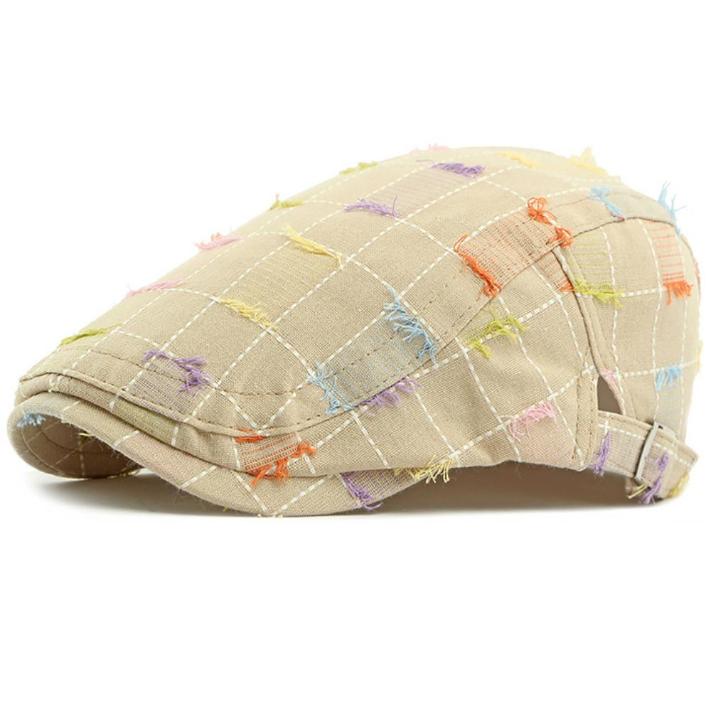 

HT4817 Beret Cap Vintage Shabby Artist Painter Beret Hat Male Female Plaid Ivy Flat Cap New Spring Autumn Berets for Men Women 55-60cm Adjustable