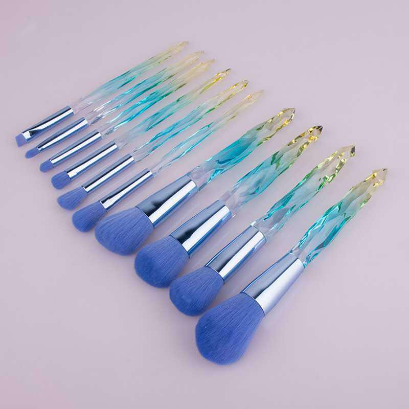 10-Piece Diamond Crystal Makeup Brush Set with Acrylic Handles