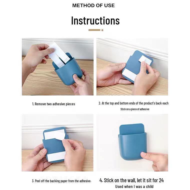 Punch-Free Wall-Mounted Remote Control & Phone Holder - Multifunctional Home Storage Box