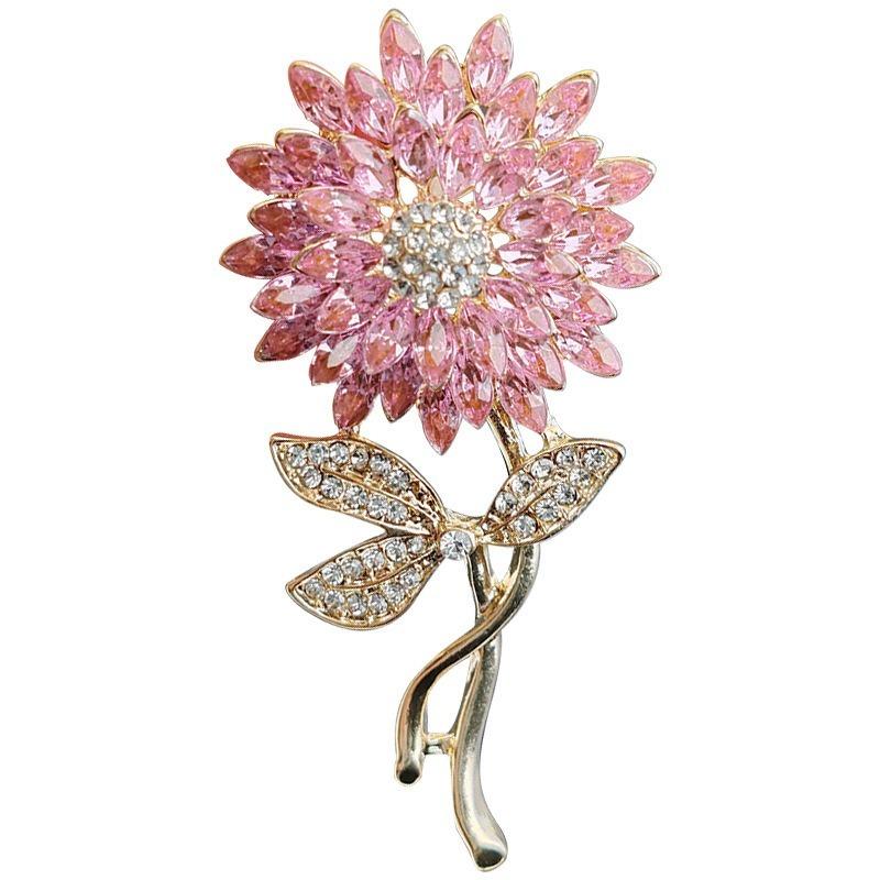 Crystal Sunflower Brooch Female Niche Premium Sense Pin DIY High-end Rhinestone Cute Brooch Girl Brooch