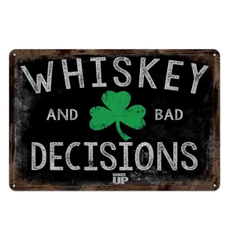 Öl Vin Jameson Affisch Metallplåt Skylt Vintage Metallväggplattor Hantverk Dekor Bar Café Kök Plåt Målning Järnplattor