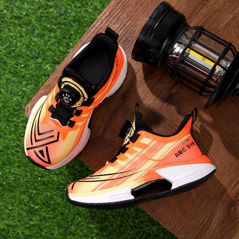 Elementary School Boys Mesh Middle Aged Older Children Lightweight Fashion Casual Sports Shoes Rotary Buckle Casual Student Running Shoes