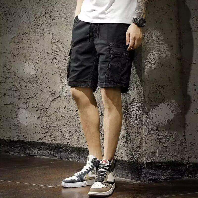 Herren Sommer 2024 Lässige Cargo-Shorts: Trendige, Mehrfach-Taschen, Leichte, Mittellange Kordelzughose