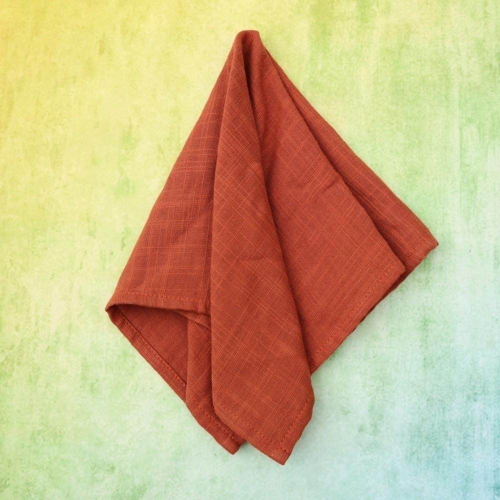 2PCS Village Style Bamboo Cotton Napkins Thicken Textured Fabric Tea Towel Double Layer Reusable Cloth Napkins Family Dinner