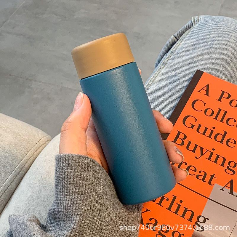 Frosted Mini Thermos Cup For Women, Small And Portable With Tea Compartment, Simple Small-Capacity Water Cup, Portable Pocket Cup