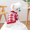 1PC Red and White Plaid with Flower Sweater Pet Clothes Dog Cat Autumn Thickened Warm Jumper