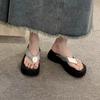 Summer Thicksoled Flip Flops For Women With Pu Upper And Rubber Sole For Casual Beach Wear