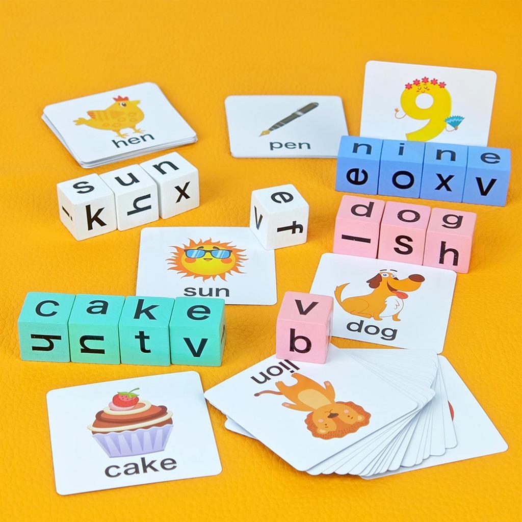 Kids Word Card Games Colorful Educational Preschool Puzzle Playing Toy Spelling Games Card for Home House Kindergarten Classroom