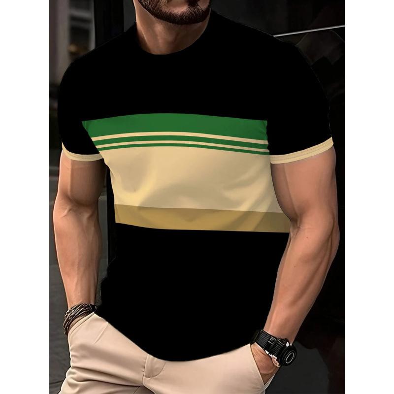 Sommer Herren Freizeit Mode Kreativ Lässig Täglich T-Shirt Locker Lässig T-Shirt 3D Digital Farbe Gedrucktes T-Shirt