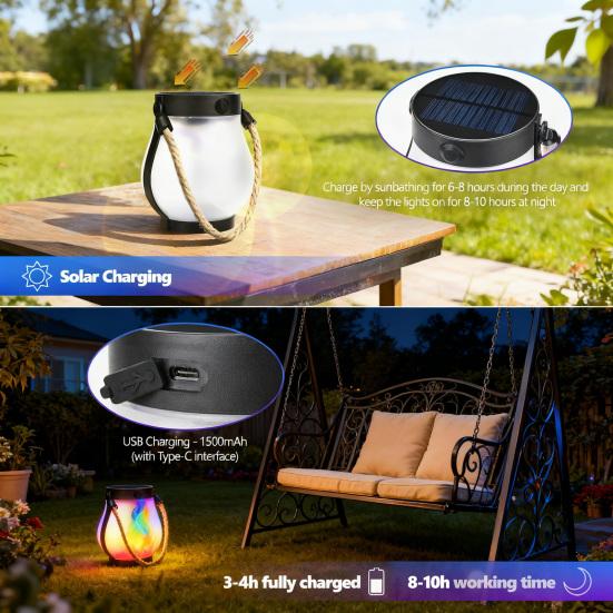 Weihnachtsflammenlaterne Seil LED Lichterkette mit automatischer Ein/Aus-Funktion Wasserdichte Outdoor-Hängelaterne für Camping Gartenparty
