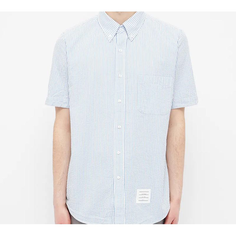 THOM BROWNE Shirts Men's Light Blue Square Collar Moderate MWS239A-00572-415