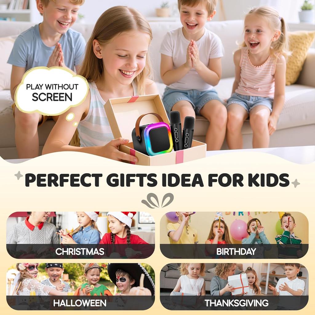 Mini Karaoke Machine for Kids, 2025 TOP Toys Birthday Gifts Ideas for Girls Ages 4, 5, 6, 7, 8, 9, 10, 12+ Years Old, Portable MP3 Player with 2