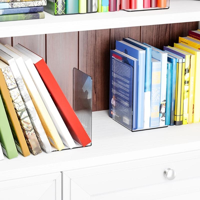 4 Pcs Practical Bookends Clear Book End Acrylic Book Support Book Holders Stand Decorative Bookends for Students