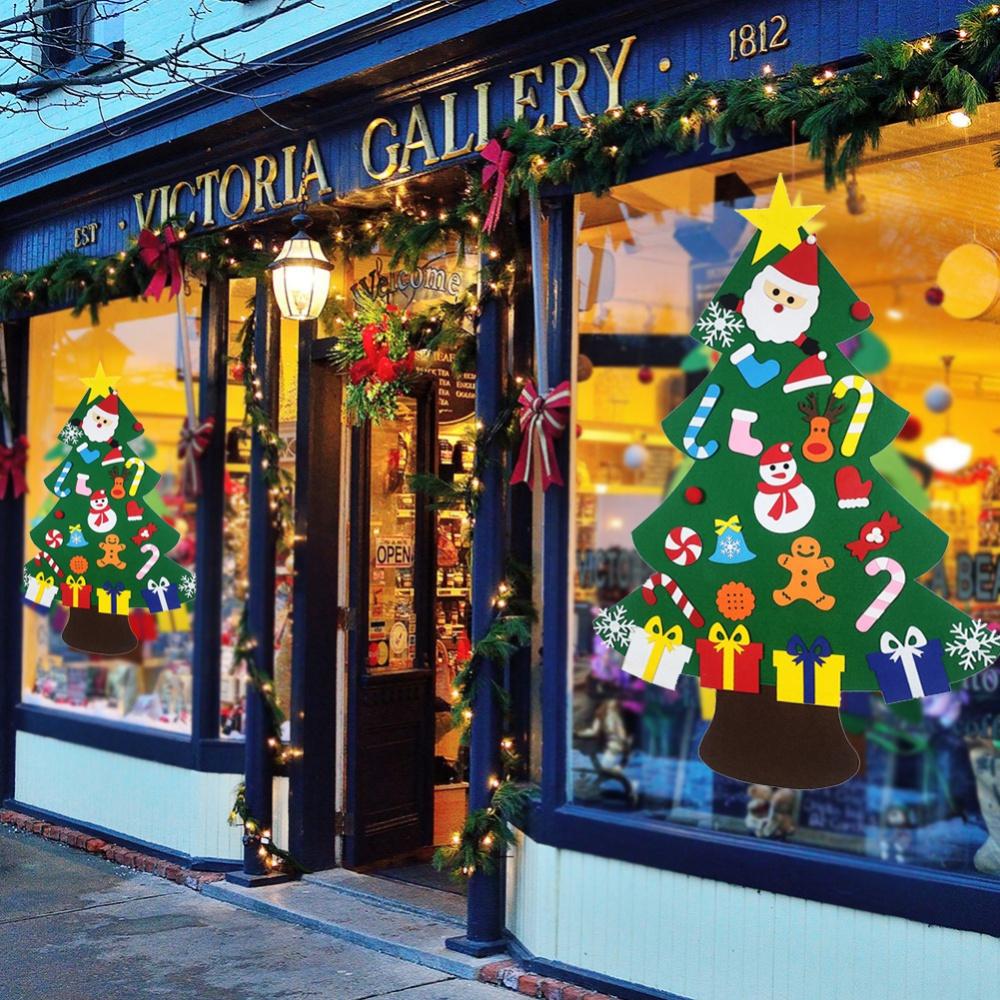 95cm Felt Christmas Tree DIY Door Wall Hanging Ornaments for Kids Xmas Gift Christmas Tree For Shop Windows 2024 Decoration