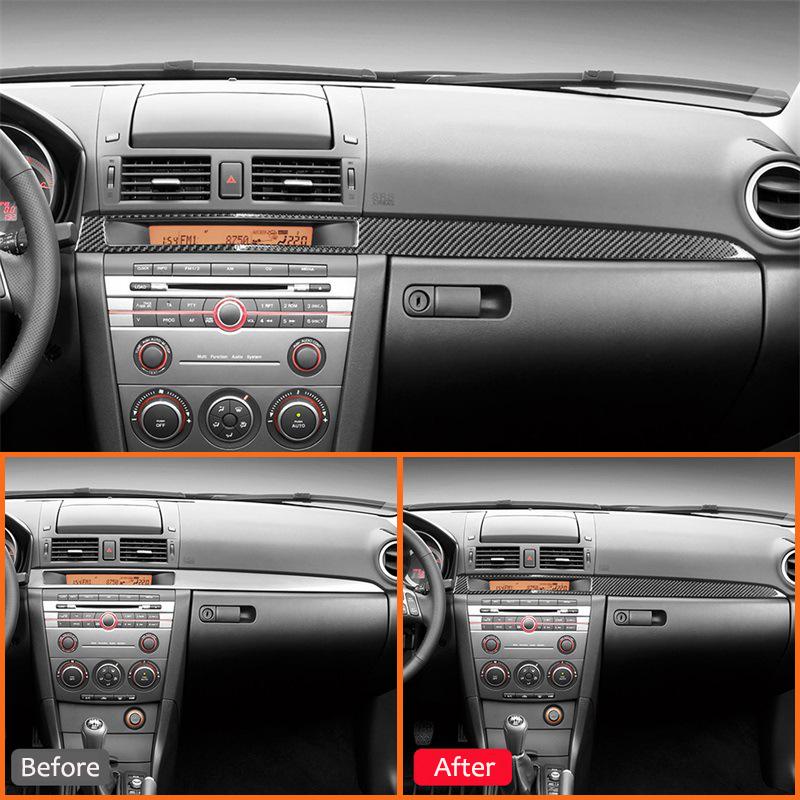 Carbon Fiber Car Center Console trument Panel Trim Strips Interior Decoration Sticker For Mazda 3 2004-2009 Auto Accessories