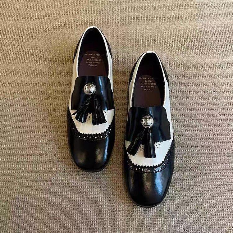 British style Brock carved tassel Mary Jane single shoes women's 2025 new retro one-pedal small leather shoes