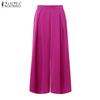 ZANZEA Damen Casual Loose Wide Leg Pants mit elastischer Taille hinten