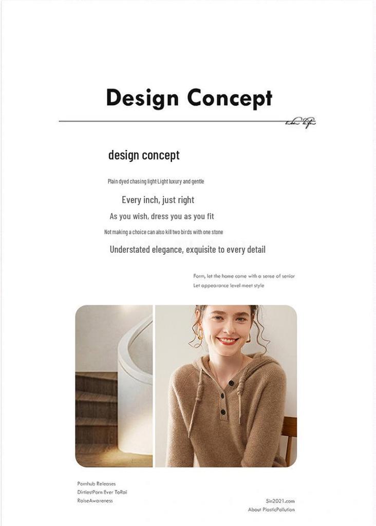 Korean Style Cashmere Loose Knit Women's Hoodie Sweater