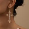 European & American Style Diamond Inlaid Cross Earrings for Women