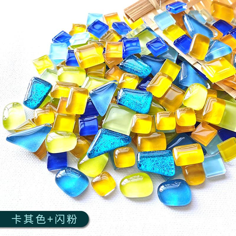 100g Diy Mix Color Glitter Glass Mosaic Stones Mosaic Tiles Glass Pebbles Crafts Material Puzzle For Diy Mosaic Making Arte
