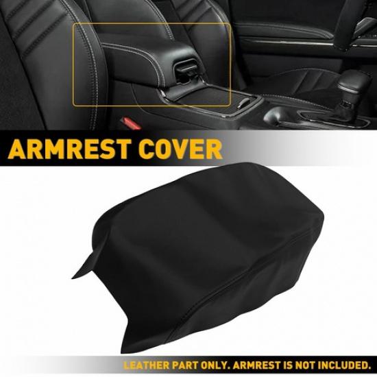 Center Console Leather Armrest Cover For 2011- Dodge Charger Black Cover EXV