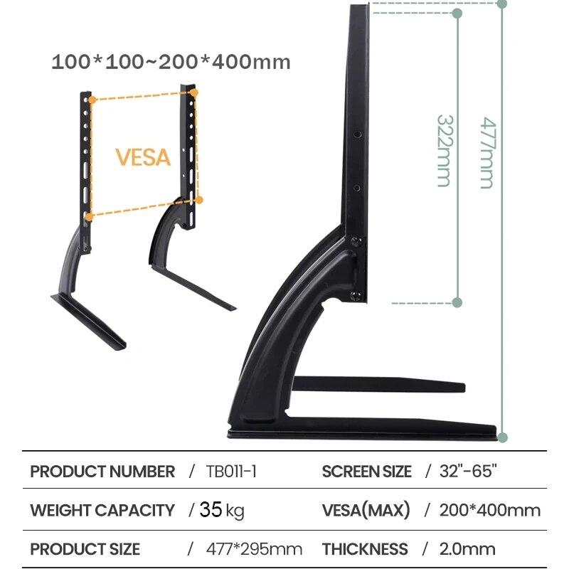 Universal TV Stand Legs TV Feet for LCD /LED/OLED/Plasma TVs, Table Top TV Stand Pedestal Riser for Flat&Curve Screen