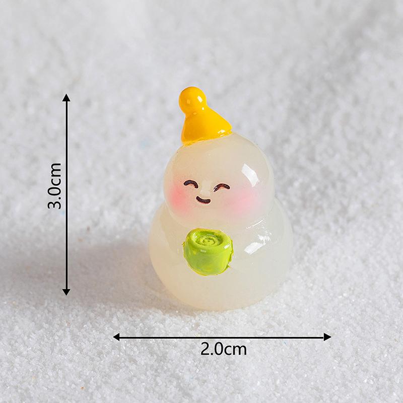 1Pc Diy Dollhouse Decoration Mini Luminous Resin Christmas Cute Bonfire Snowman Ornament Glow In The Dark Miniature Figure