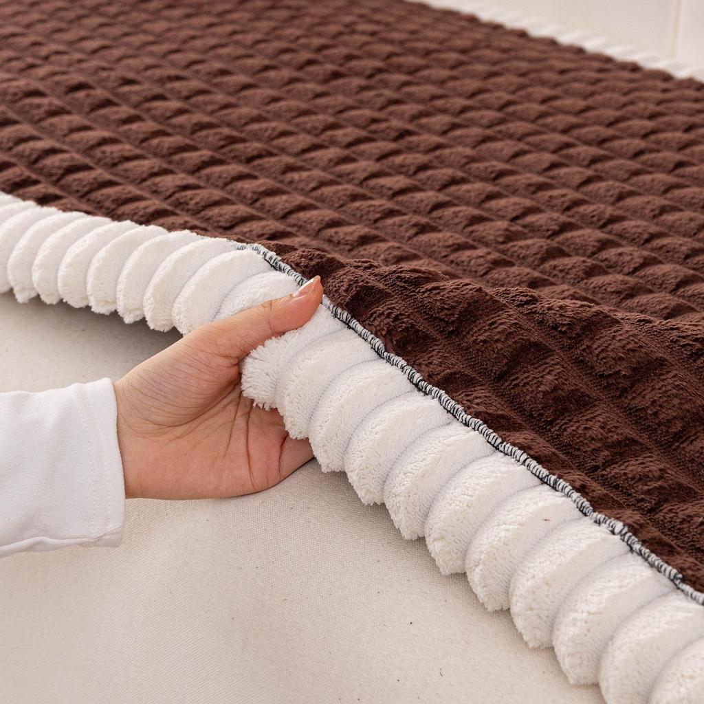 2025 New Winter Plush Thick Leather Non-Slip Sofa Cushion Cover