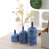 Blue Ceramic Vase Kiln-transformed Porcelain Pot Flower Vase Flower Arrangement Accessories Terrarium Home Decoration