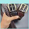 Vintage Leather Belt For Men With Mesh Pattern And Antique Buckle For Casual Wear