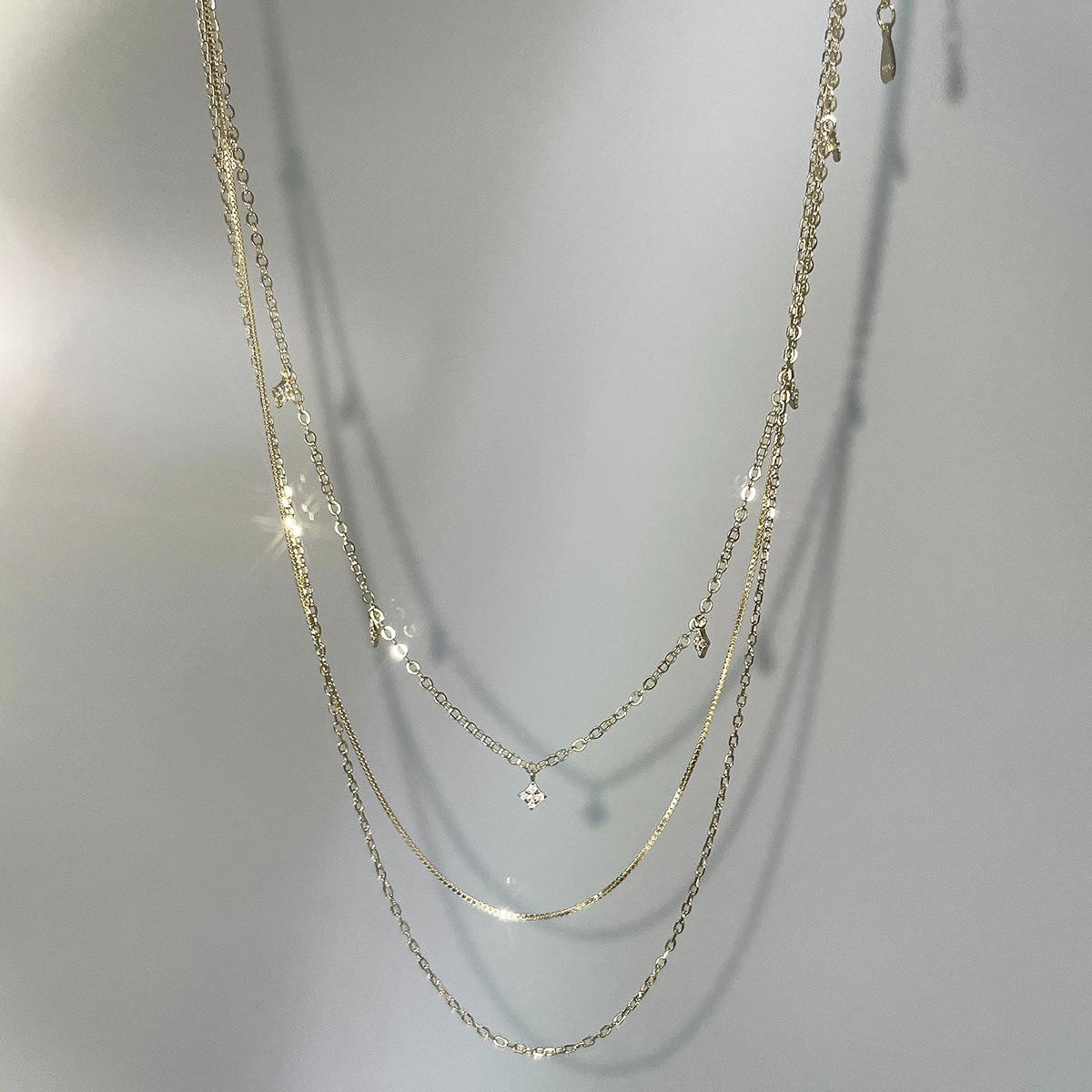 

Ожерелье из стерлингового серебра 925 пробы со звездой и цирконием, женская многослойная многослойная конструкция, холодная цепочка на ключицу, новая модель 925 silver