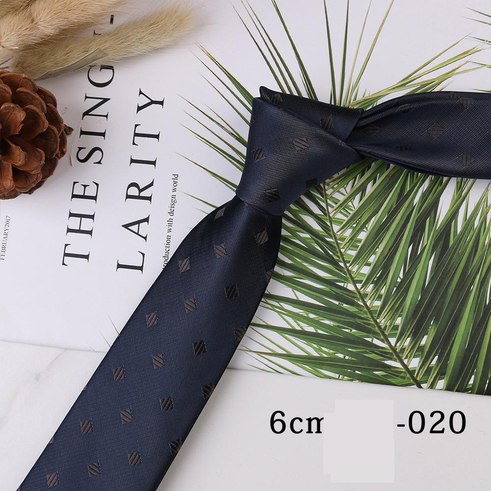 Men's Trend Business Casual Narrow 6cm Polyester Jacquard Tie Solid Color Striped Tie