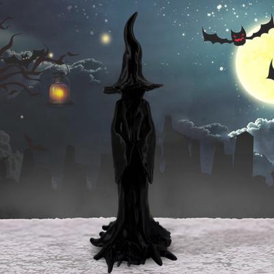 Yousheng Halloween Enchanting Witch Statue 3D Printed Tree Root Black Witch Figurine Sculpture Home Holiday Party Decoration Ornament