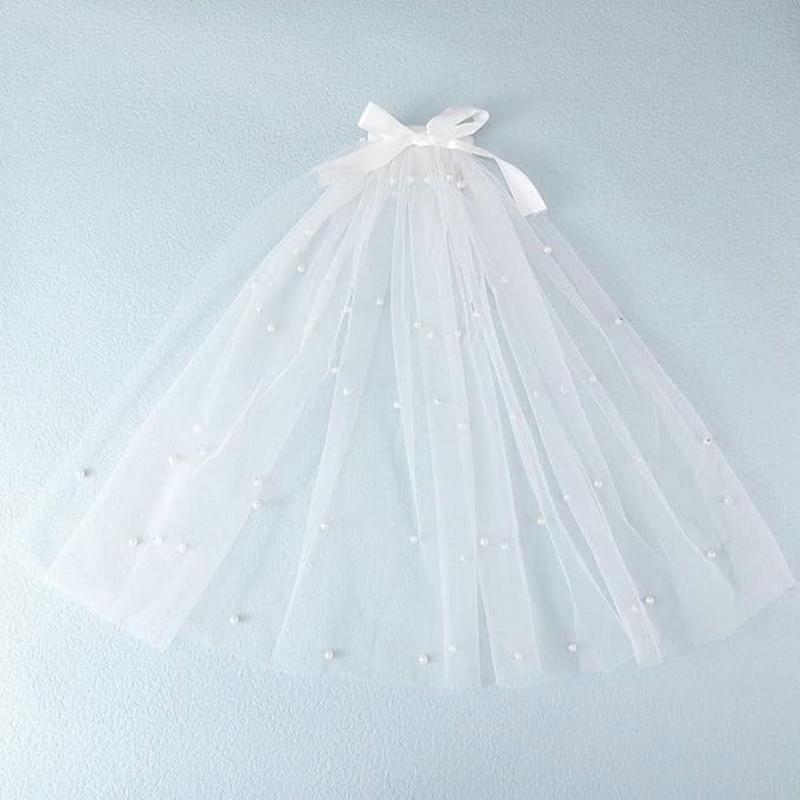 Bride Headpiece Veils Mantilla Bride Headwear Mantilla Gorgeous Veils Studded Pearls Mantilla for School Play Accessories