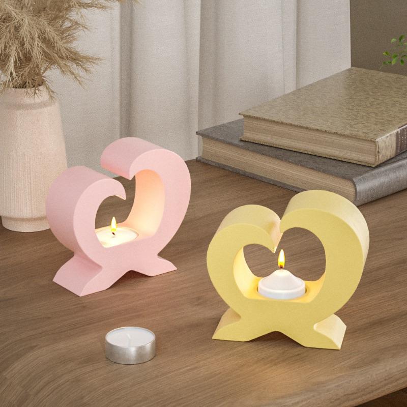 DIY Heart Shaped Candle Ornament Silicone Mold Candle Holder Base Ornament Plaster Cement Resin Mold Home Decoration