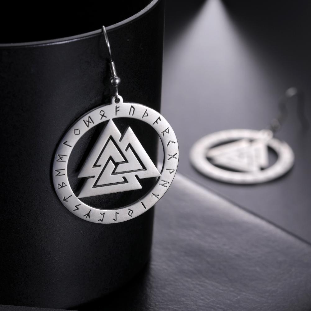 Orecchini pendenti vintage vichinghi Valknut rune amuleto scandinavo acciaio inossidabile talismano pagano orecchini pendenti gioielli