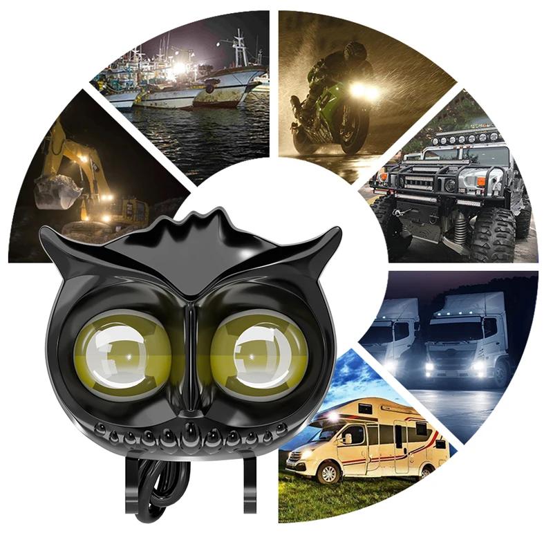 Motorcycles Led Headlight Spotlight Car Dual Color Owl Fog Light for Car Scooter Auxiliary Lamp Motorcycle Accessories Lights