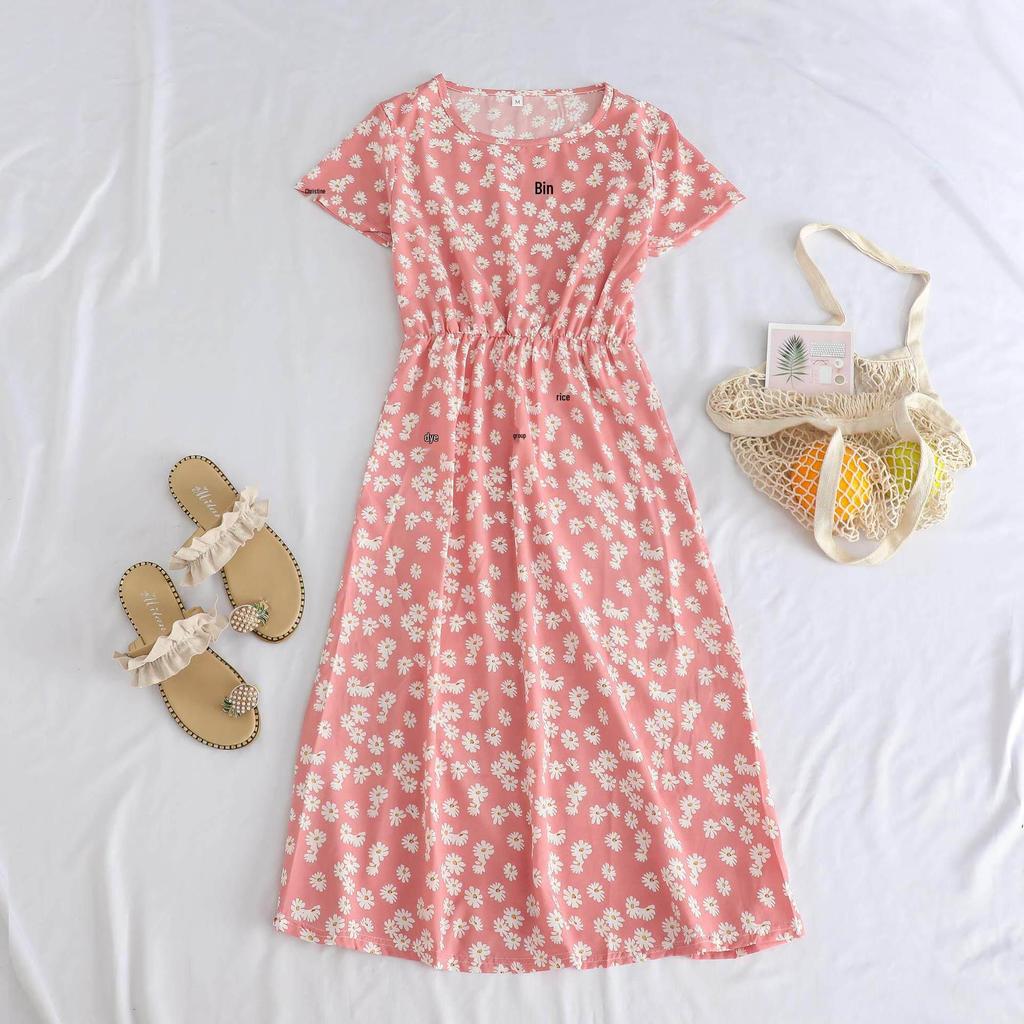 Elegant Mid-Length Short-Sleeved Dress for Middle-Aged and Elderly Women - Fashionable and Age-Reducing