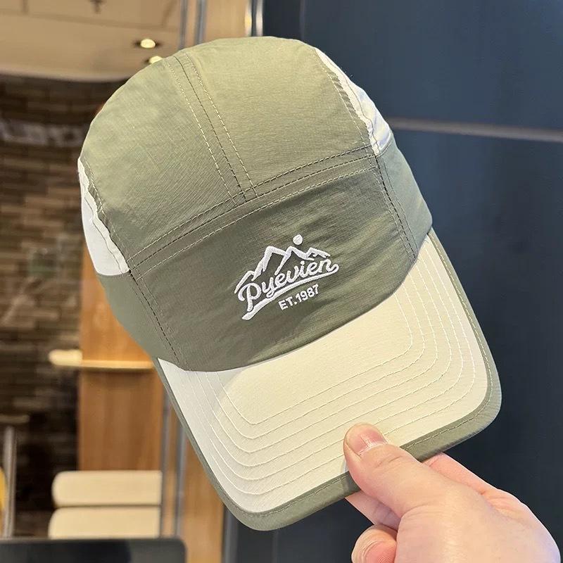 

Пара контрастных цветов с плоскими полями, вышитыми горными вершинами, тонкая бейсболка для детей, быстросохнущая, для бега на открытом воздухе, для мужчин M（56-58cm） армия зеленый