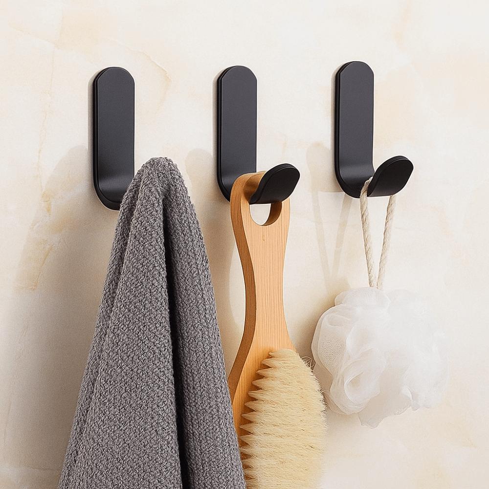 5 Pcs Strong Adhesive Wall Organizer Hook Waterproof Adhesive J-hook Design Towel Holder Rack Multi-purpose Storage Rack