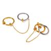 Ins Plated 18K Gold Stainless Steel Diamond Chain Ring Multi-layer Contrasting Ring Does Not Fade Niche Jewelry Women