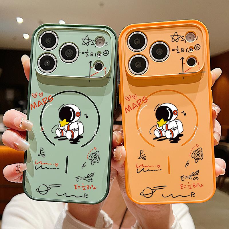 Case For iPhone 17 Pro Max Creative Astronaut Formula Print Magnetic For Magsafe Hybrid Slim Matte Cover For iPhone 16 15 14 13 Pro Max