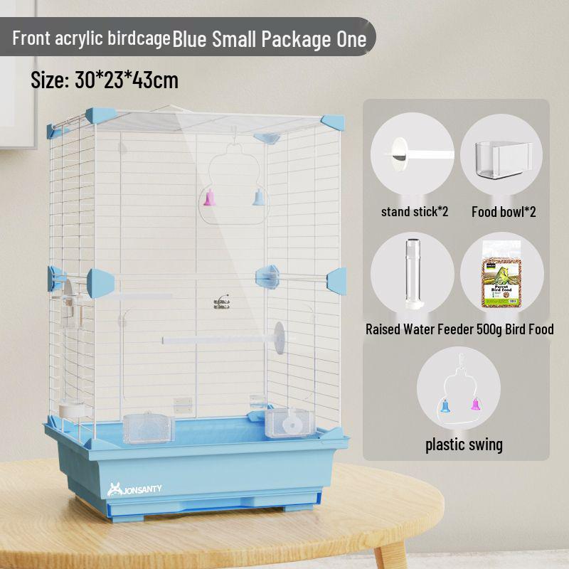 Large Transparent Acrylic Bird Cage with Toilet for Cockatiels and Parrots