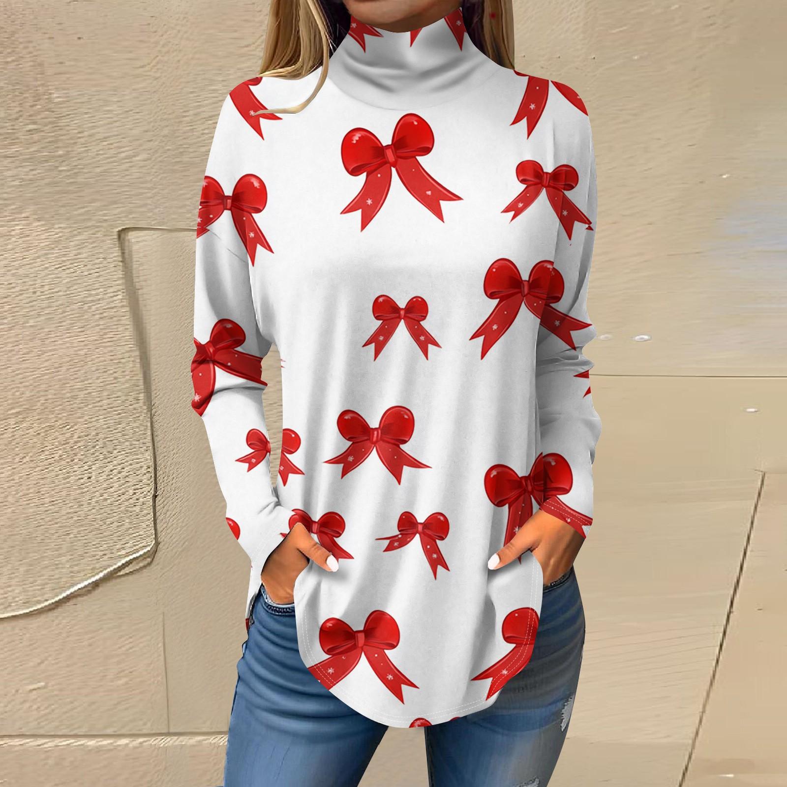 

Футболки для женщин, осенние повседневные рубашки с длинными рукавами, толстовка с винтажным принтом, топ с высоким воротом, пуловер XL белый