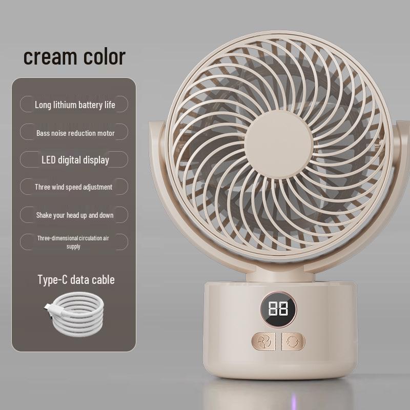 WowOh Dual-Use USB Camping Fan with Digital Display and Tripod -