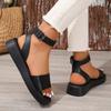 2026 Summer New Plus Size Women's Thick Sole Casual One Strap Roman High Heel Sandals Outdoor Wear