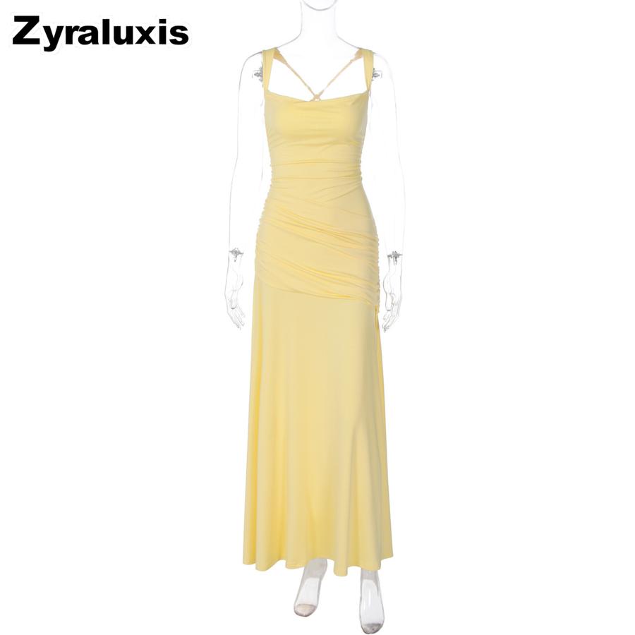 Modisches Neues Abendkleid Schlanke Passform Einfarbiges Design mit Rückenschleife Ärmellos Langes Bodycon-Kleid
