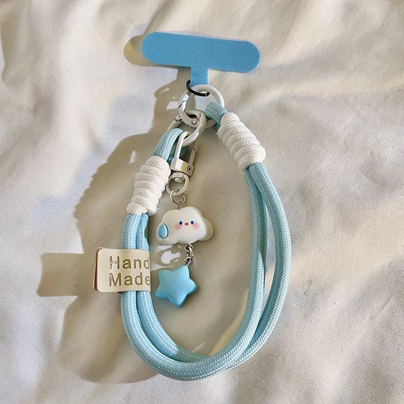 Colourful Mobile Phone Strap Short Wrist Strap Clouds Star Charm Keychain Camera Chain Lanyard Universal Phone Case Lanyard